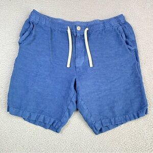Tommy Bahama Men's Size L Blue Linen Viscose Elastic Waist Drawstring Shorts